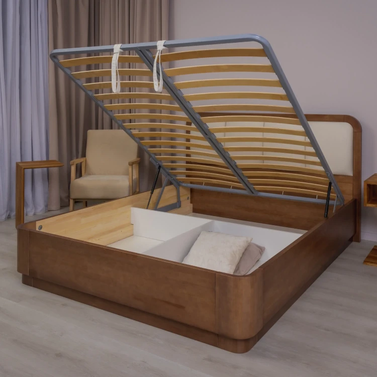 Кровать Райтон Hemwood с ПМ сосна (Велюр) 90 х 190 см, Scandi cotton 24 Капучино/Антик (сосна)