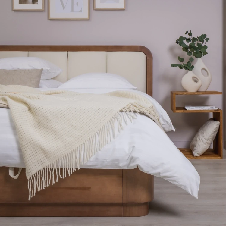 Кровать Райтон Hemwood с ПМ береза (Искусственная замша) 90 х 190 см, Aurora Экрю/Антик (береза)