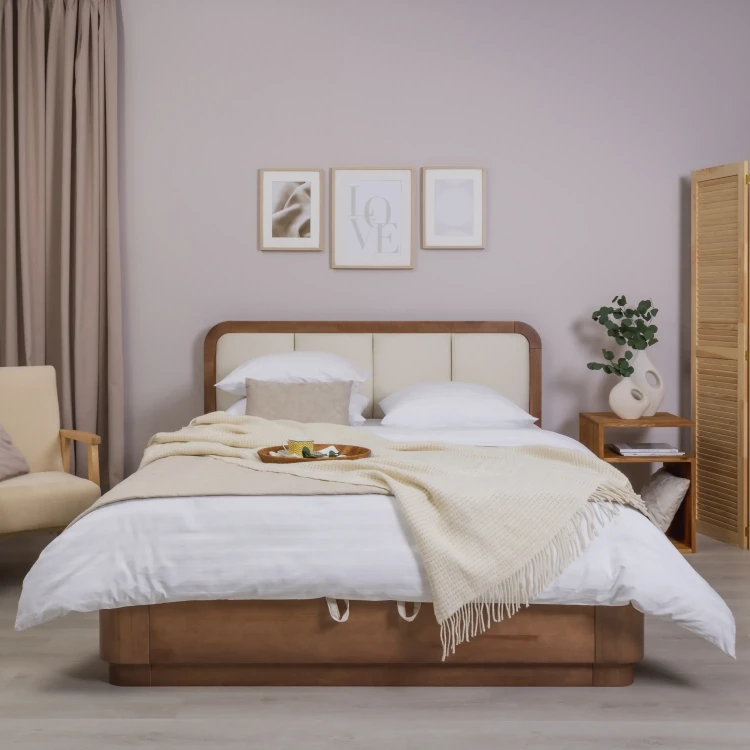 Кровать Райтон Hemwood с ПМ береза (Микровелюр) 90 х 190 см, Manhattan Крем-брюле/Антик (береза)