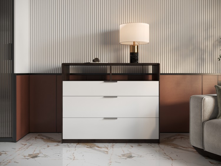 Венге (дуб)/Белая эмаль