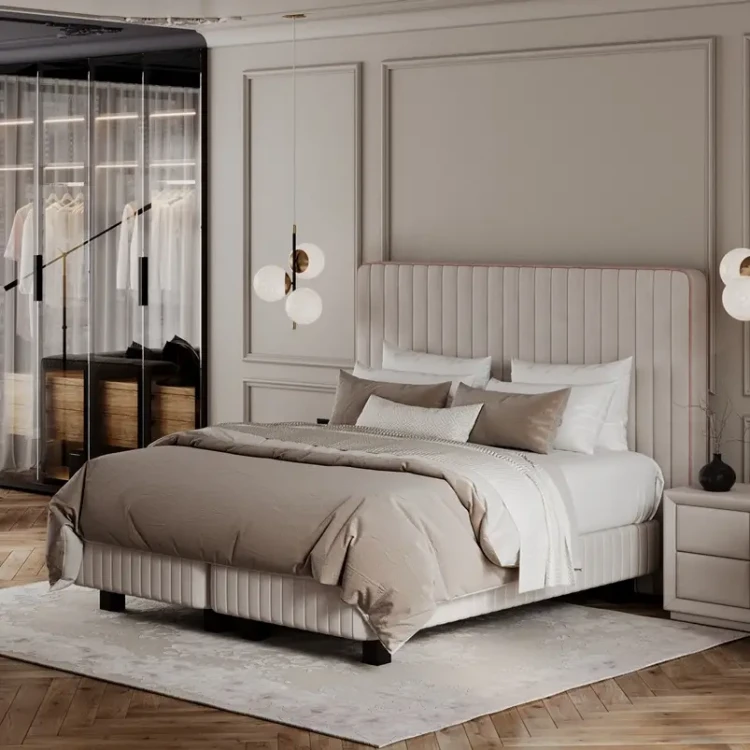 Кровать Verda Bastion (Микровелюр) 180 х 210 см, Marino 4 Лен/Noel Nut (ореховый) (Verda)