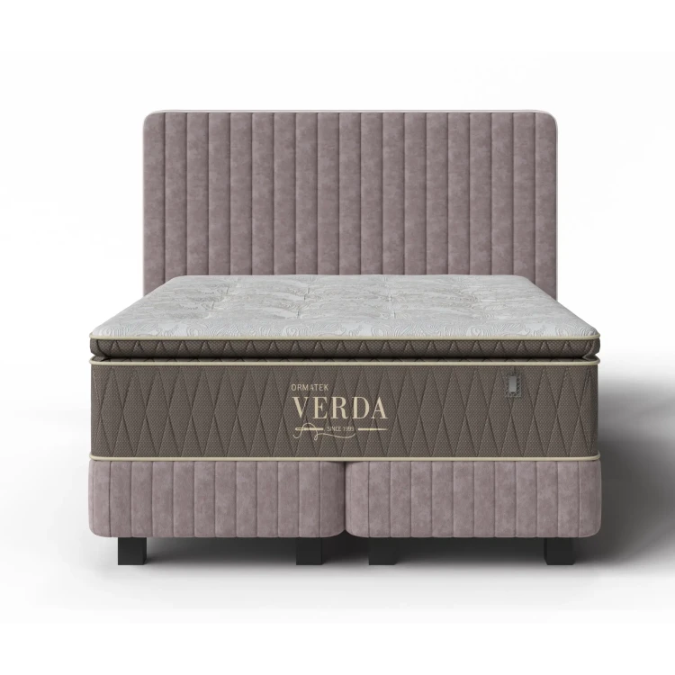 Кровать Verda Bastion (Микровелюр) 180 х 210 см, Marino 4 Лен/Noel Nut (ореховый) (Verda)