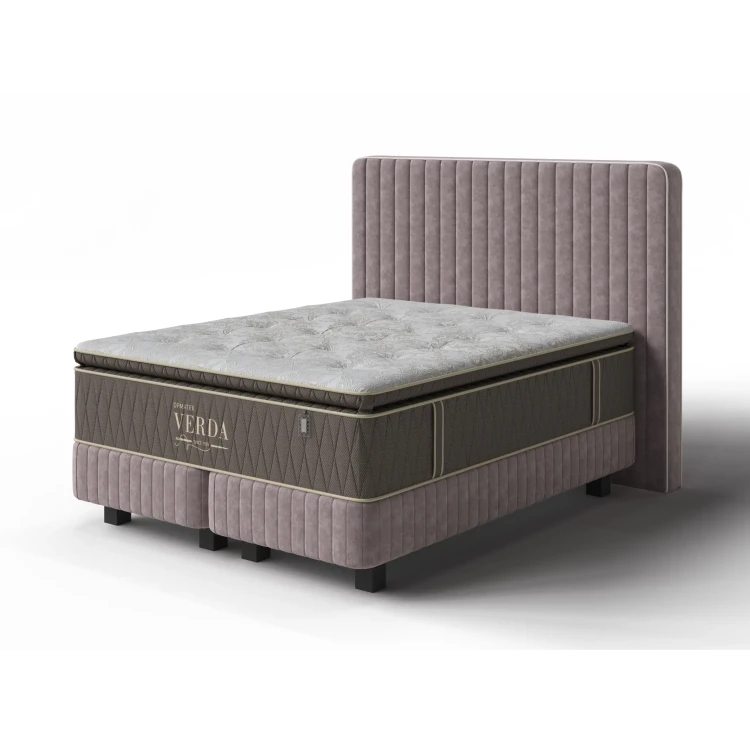 Кровать Verda Bastion (Микровелюр) 180 х 210 см, Marino 4 Лен/Noel Nut (ореховый) (Verda)