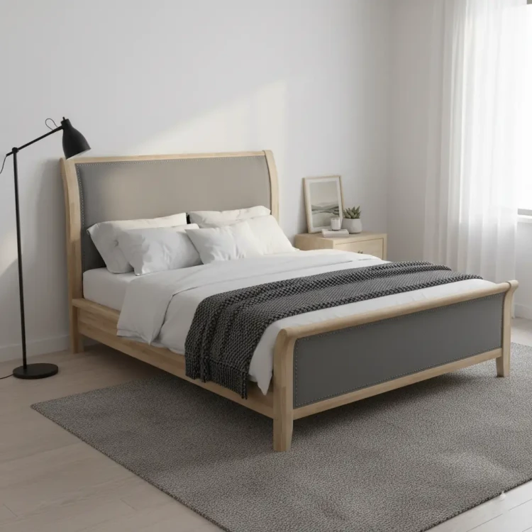 Кровать Райтон Dublin 140 х 220 см, Тетра Стальной/Лак матовый (дуб)