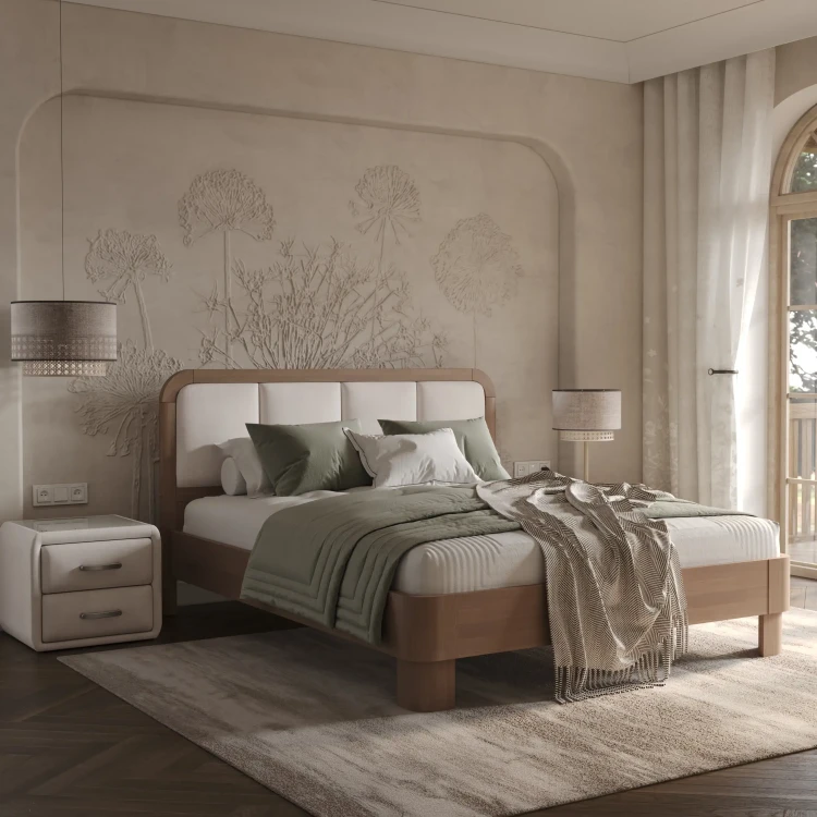 Кровать Райтон Hemwood сосна (Велюр) 90 х 190 см, Лофти Бежевый/Мокко (сосна)