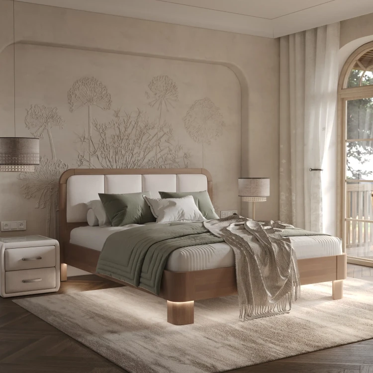 Кровать Райтон Hemwood сосна (Велюр) 90 х 190 см, Лофти Бежевый/Мокко (сосна)