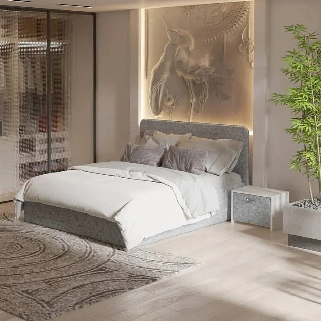 Кровать Орматек Mia с ПМ (Букле) Beatto Пепел